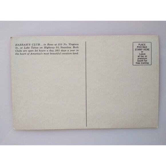 Harrahs Club Casino Postcard Cowboy Cash Western Reno Lake Tahoe Nevada Chrome - Picture 2 of 2